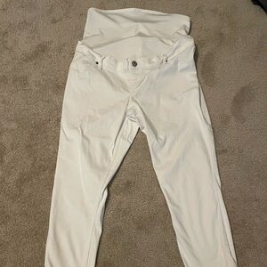 Abercrombie & Fitch white skinny maternity jeans fully belly coverage, size 31